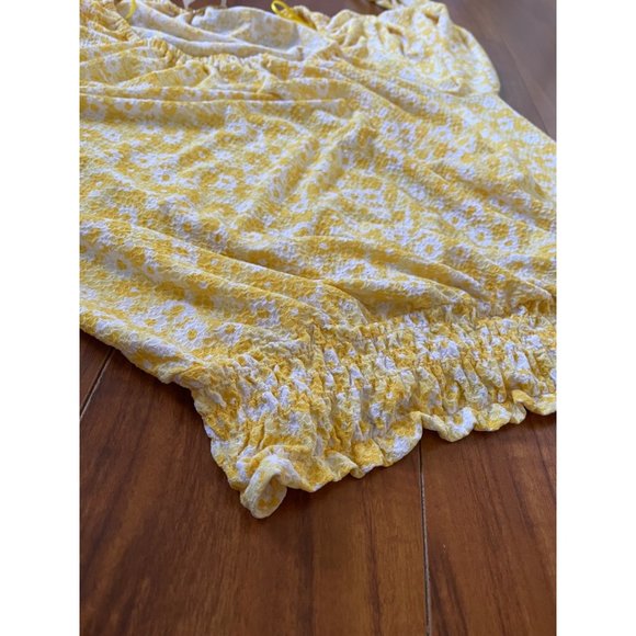 MICHAEL KORS Floral Dolman Puffy Sleeves Rudged Blouse Yellow Daisy Small - Picture 6 of 10